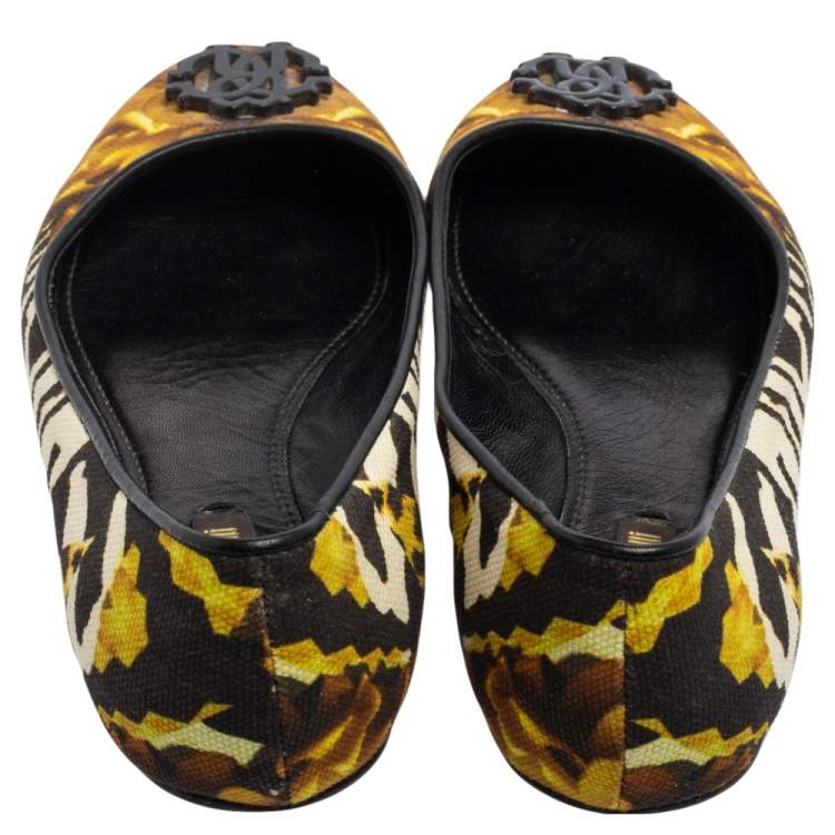 Pre Owned Roberto Cavalli Multicolor Printed Canvas Ballet Flats Size 36