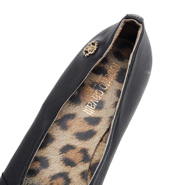 Pre Owned Roberto Cavalli Black Bow Ballet Flats Size 37