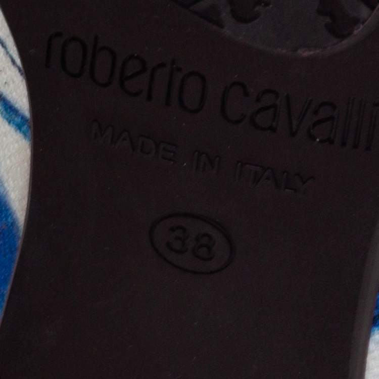 Pre Owned Roberto Cavalli Multicolor Printed Canvas Ballet Flats Size 38