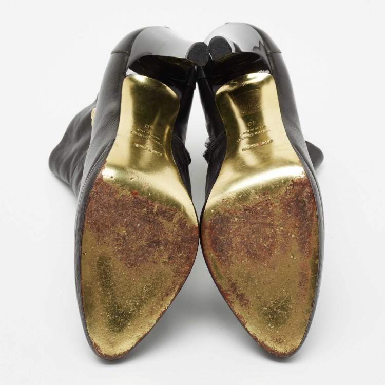 Pre Owned Roberto Cavalli Black Leather Ankle Boots Size 40