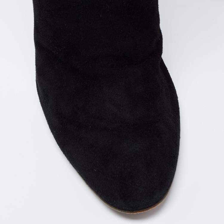 Pre Owned Roberto Cavalli Black Suede Knee Length Boots Size 41