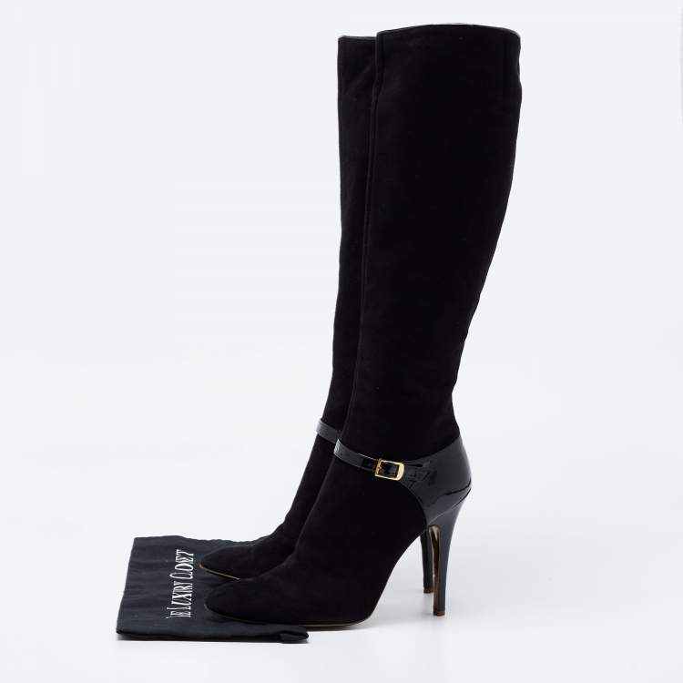 Pre Owned Roberto Cavalli Black Suede Knee Length Boots Size 41