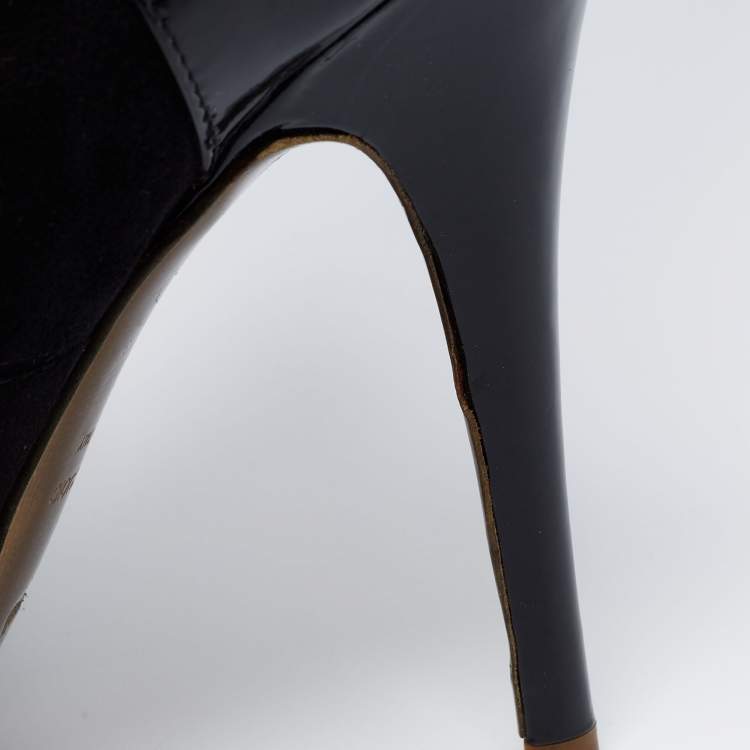 Pre Owned Roberto Cavalli Black Suede Knee Length Boots Size 41