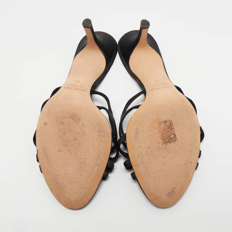 Pre Owned Roberto Cavalli Black Satin Embellished Slide Side 39