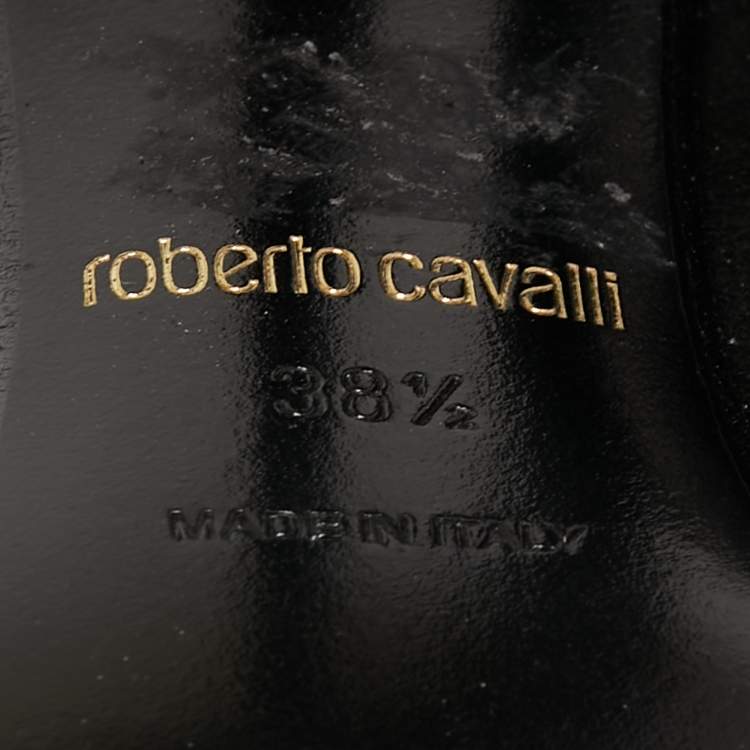 Pre Owned Roberto Cavalli Black Suede Ankle Length Boots Size 38.5