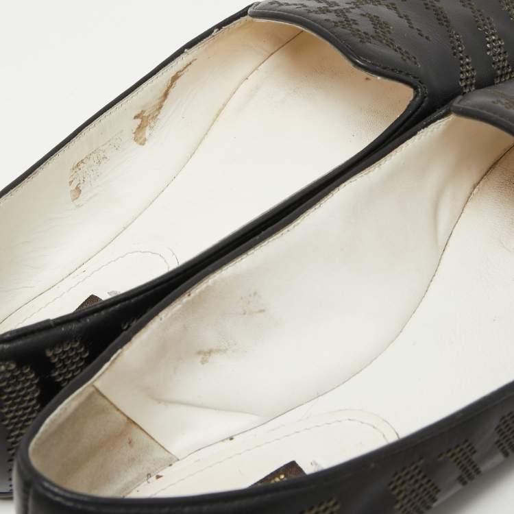 Pre Owned Roberto Cavalli Black Leather Laser Cut Ballet Flats Size 36
