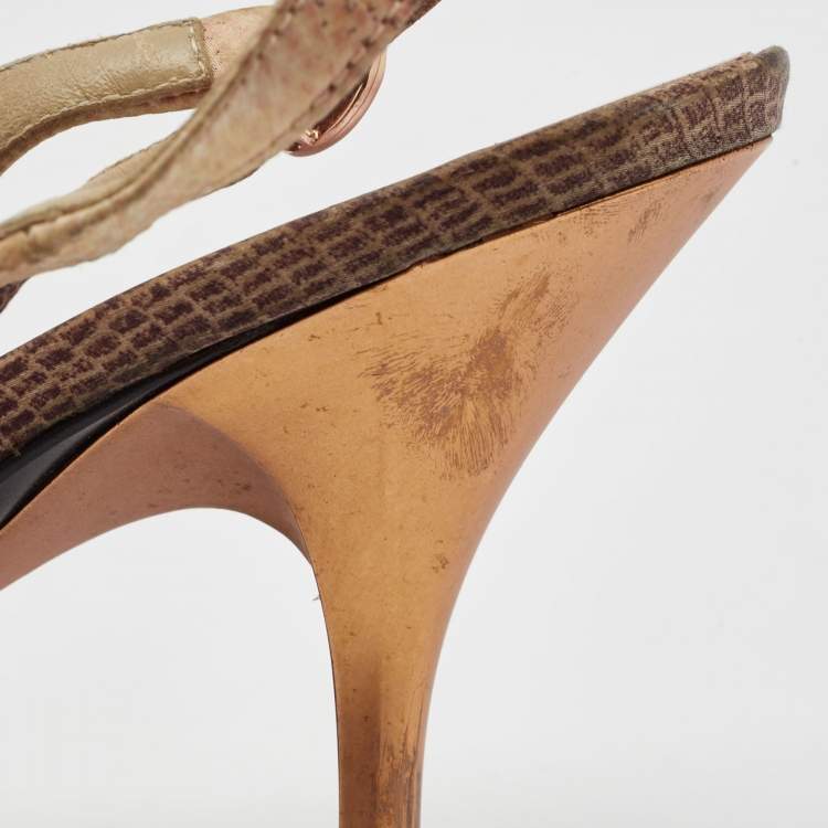 Pre Owned Roberto Cavalli Two Tone Lizard Print Fabric Slingback Pumps Size 40