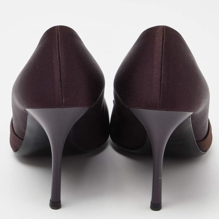 Pre Owned Roberto Cavalli Purple Satin Pointed Toe Pumps Size 37