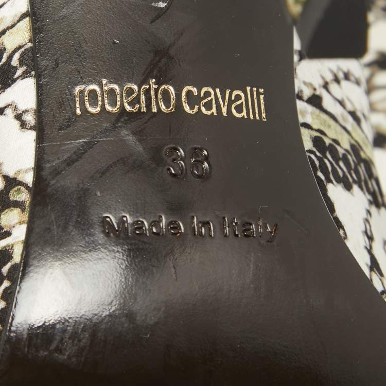 Pre Owned Roberto Cavalli Multicolor Printed Fabric Bow Pumps Size 36