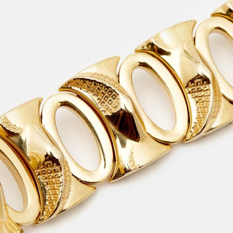 Pre Owned Roberto Cavalli Gold-Plated Stainless Steel Snake SWL006 Women's Wristwatch 37 mm