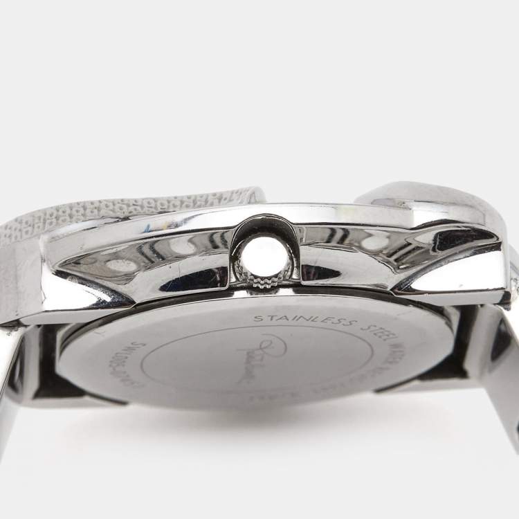 Pre Owned Roberto Cavalli Silver Stainless Steel Snake R7253165515 Women's Wristwatch 37 mm