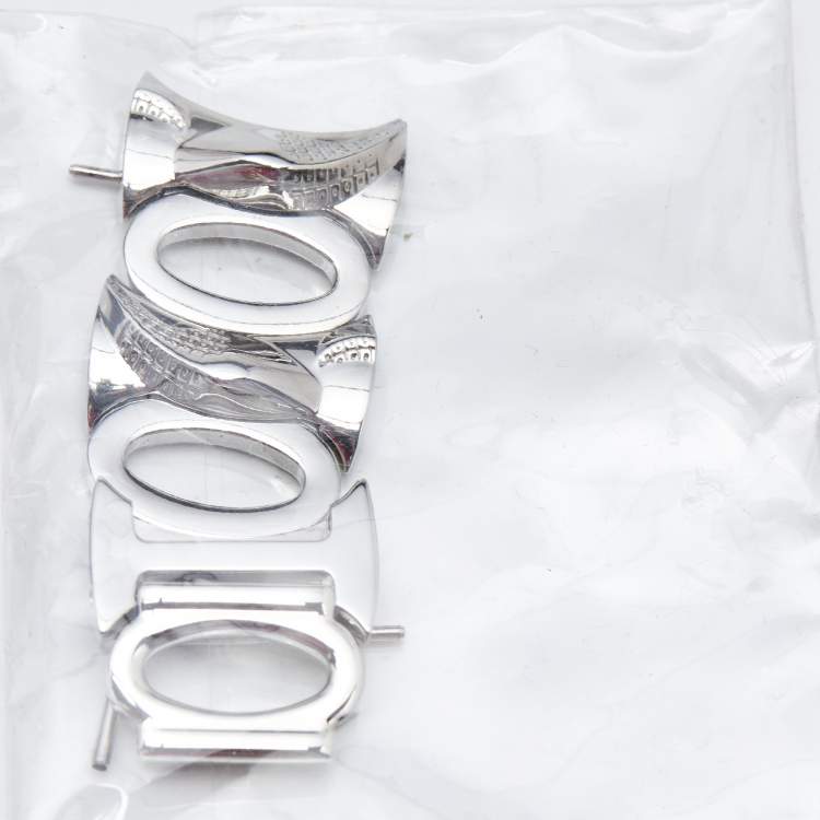 Pre Owned Roberto Cavalli Silver Stainless Steel Snake R7253165515 Women's Wristwatch 37 mm