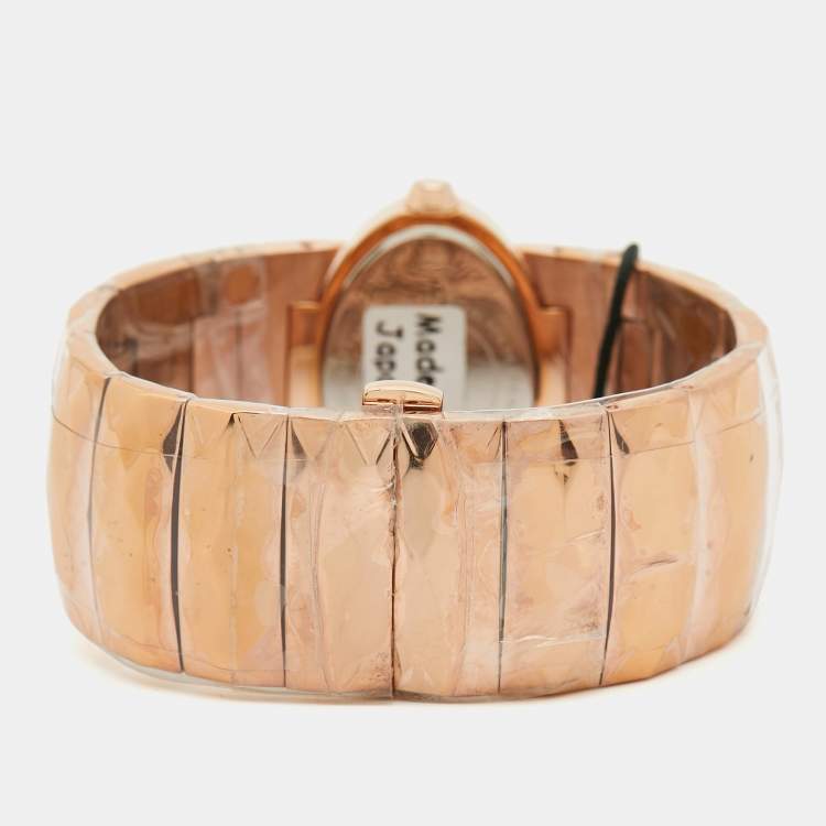 Pre Owned Roberto Cavalli Champagne Pink Rose Gold Tone Stainless Steel R7253133517 Quartz Women's Wristwatch 36 MM