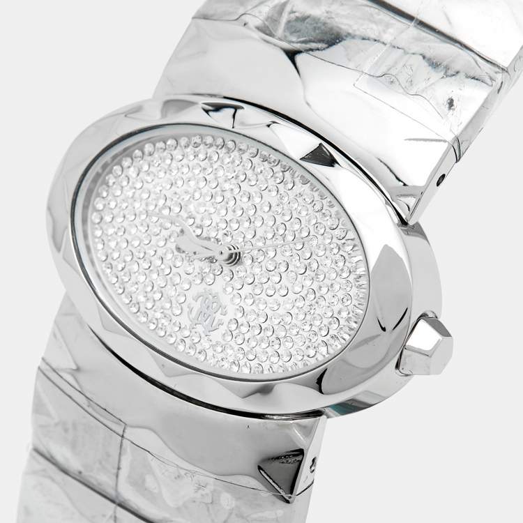 Pre Owned Roberto Cavalli Silver Stainless Steel R7253133615 Women's Wristwatch 36 mm