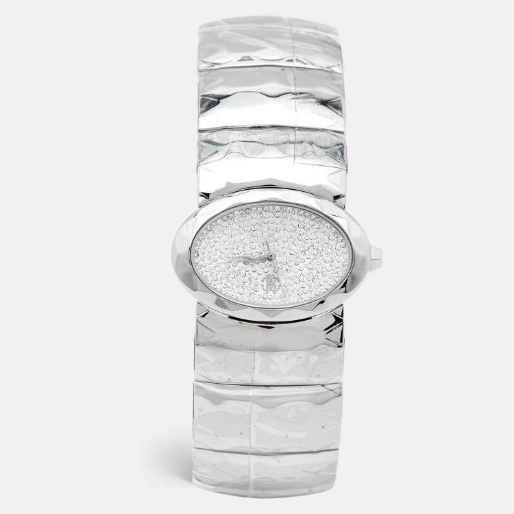 Pre Owned Roberto Cavalli Silver Stainless Steel R7253133615 Women's Wristwatch 36 mm
