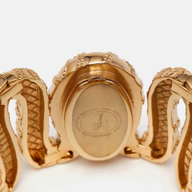 Pre Owned Roberto Cavalli Champagne Gold Tone Stainless Steel R7253195517 Cleopatra Women's Wristwatch 40 mm