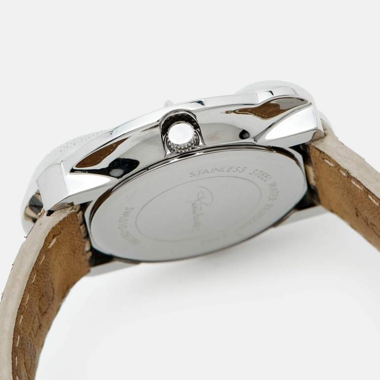 Pre Owned Roberto Cavalli Brown Stainless Steel Python Leather Snake SWL010 Women's Wristwatch 37 mm