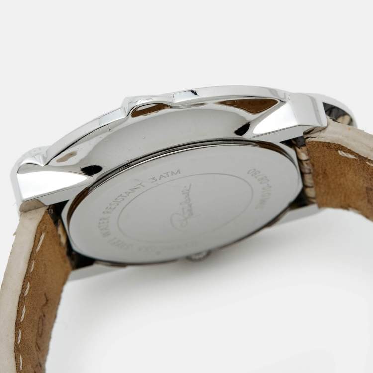Pre Owned Roberto Cavalli Brown Stainless Steel Python Leather Snake SWL010 Women's Wristwatch 37 mm