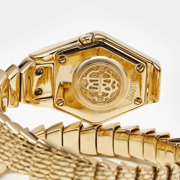 Pre Owned Roberto Cavalli By Franck Muller Shades Of Yellow Dial Gold PVD Coated Stainless Steel 1L043 Women's Wristwatch 23 mm