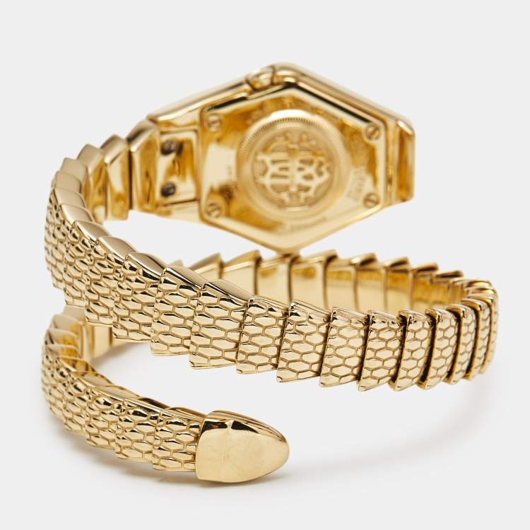 Pre Owned Roberto Cavalli By Franck Muller Shades Of Yellow Dial Gold PVD Coated Stainless Steel 1L043 Women's Wristwatch 23 mm