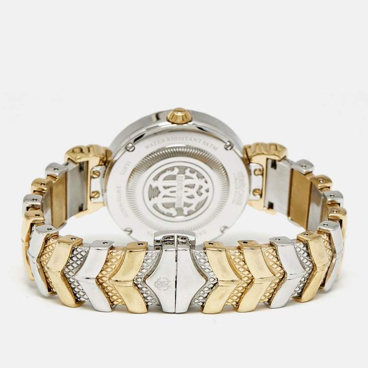 Pre Owned Roberto Cavalli By Franck Muller 1L075 Silver Dial Two-Tone Stainless Steel Women's Wristwatch 32 mm