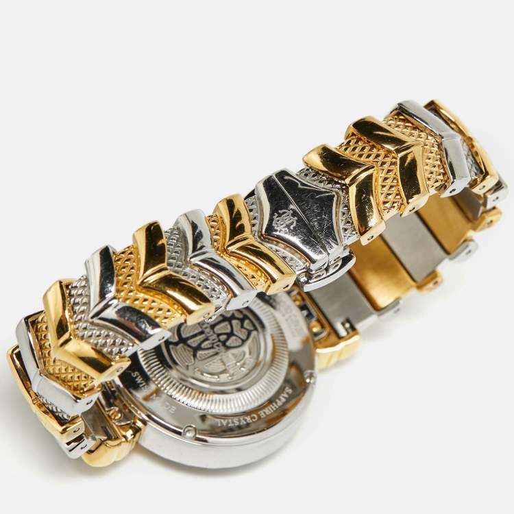 Pre Owned Roberto Cavalli By Franck Muller 1L075 Silver Dial Two-Tone Stainless Steel Women's Wristwatch 32 mm