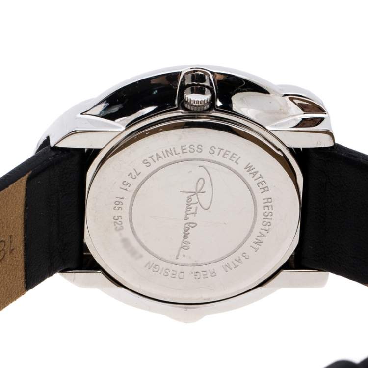 Pre Owned Roberto Cavalli Maroon Stainless Steel Diamonds Snake 7251165523 Women's Wristwatch 38 MM