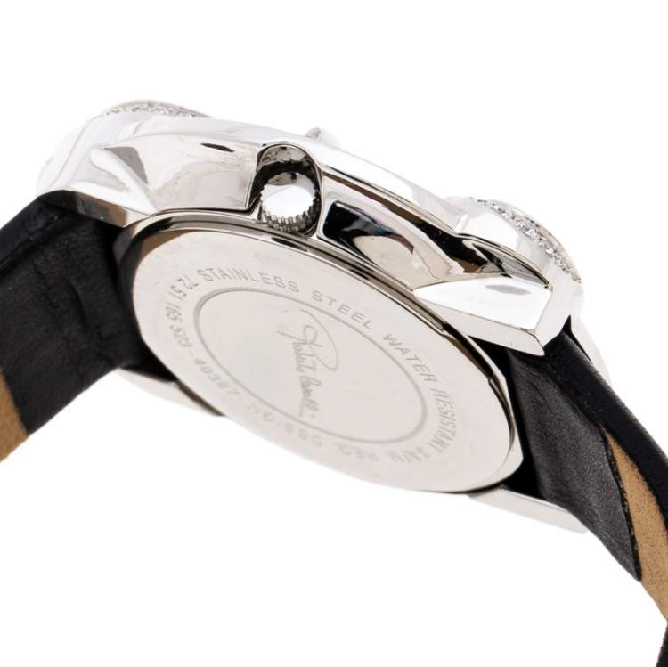 Pre Owned Roberto Cavalli Maroon Stainless Steel Diamonds Snake 7251165523 Women's Wristwatch 38 MM