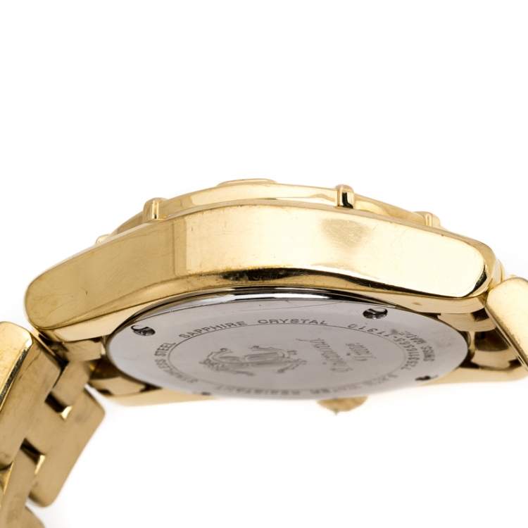 Pre Owned Roberto Cavalli Gold Plated Stainless Steel 'Diamond Time' 7253116565 Women's Wristwatch 38 mm