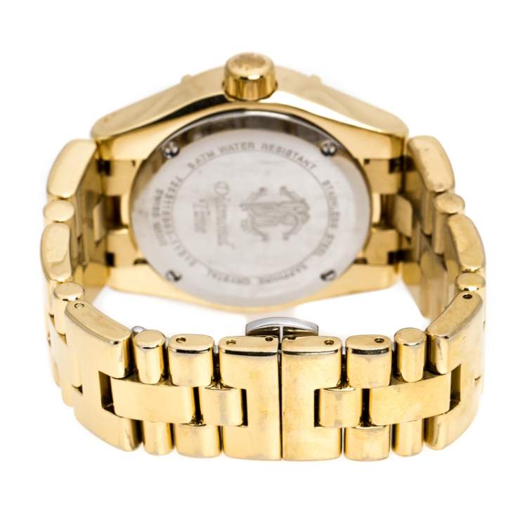 Pre Owned Roberto Cavalli Gold Plated Stainless Steel 'Diamond Time' 7253116565 Women's Wristwatch 38 mm
