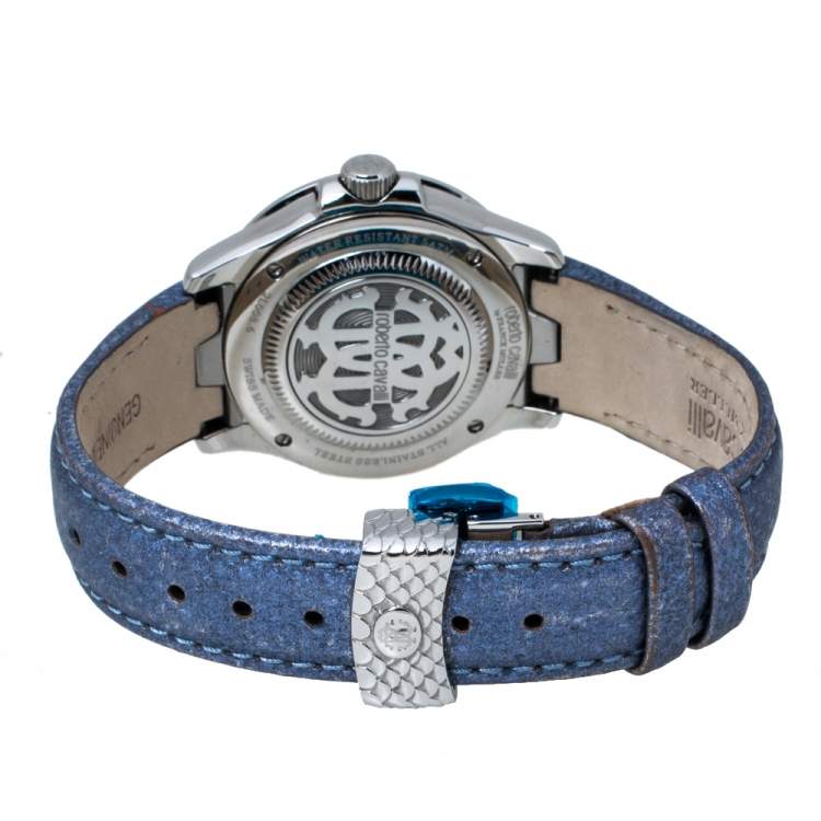 Pre Owned Roberto Cavalli By Franck Muller Blue Stainless Steel 2L008.6 Women's Wristwatch 36 mm