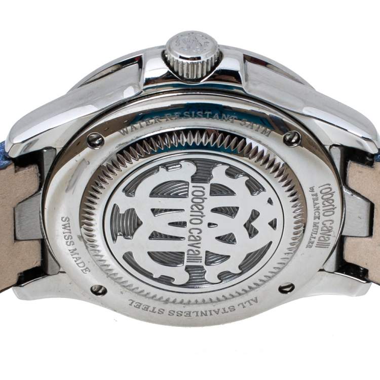 Pre Owned Roberto Cavalli By Franck Muller Blue Stainless Steel 2L008.6 Women's Wristwatch 36 mm