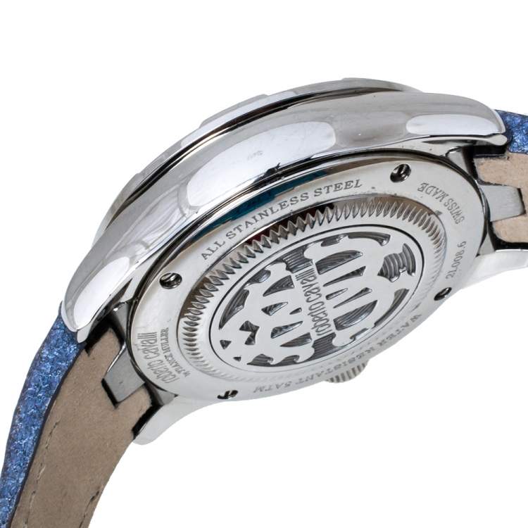 Pre Owned Roberto Cavalli By Franck Muller Blue Stainless Steel 2L008.6 Women's Wristwatch 36 mm