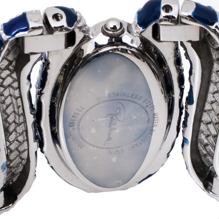 Pre Owned Roberto Cavalli Silver Stainless Steel Cleopatra R7253195635 Women's Wristwatch 40 mm