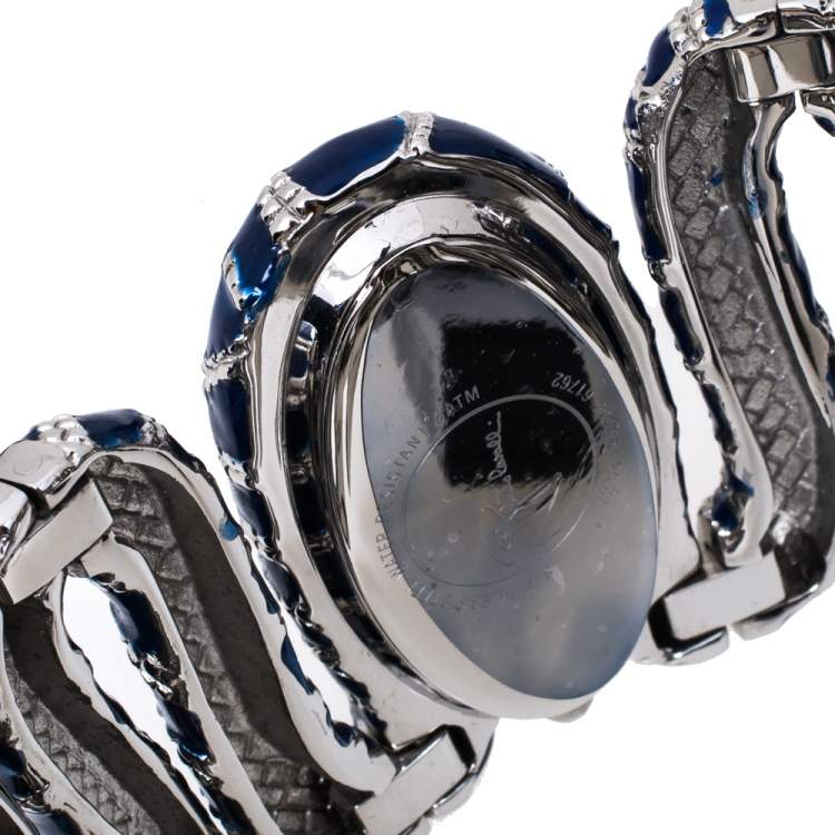 Pre Owned Roberto Cavalli Silver Stainless Steel Cleopatra R7253195635 Women's Wristwatch 40 mm