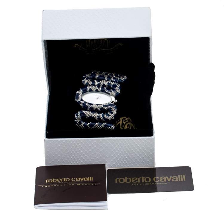 Pre Owned Roberto Cavalli Silver Stainless Steel Cleopatra R7253195635 Women's Wristwatch 40 mm