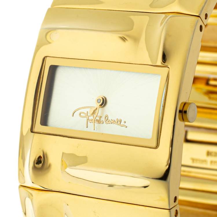 Pre Owned Roberto Cavalli Gold Plated Stainless Steel 7253270017 Women's Wristwatch 32 mm