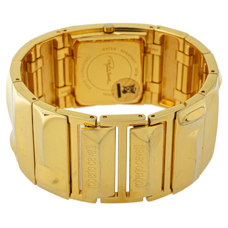 Pre Owned Roberto Cavalli Gold Plated Stainless Steel 7253270017 Women's Wristwatch 32 mm