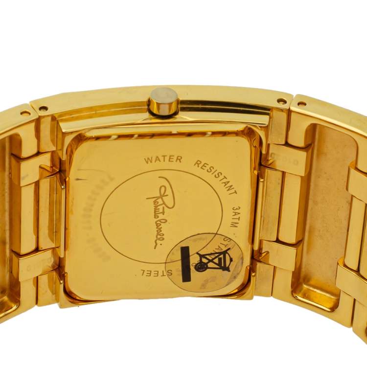 Pre Owned Roberto Cavalli Gold Plated Stainless Steel 7253270017 Women's Wristwatch 32 mm