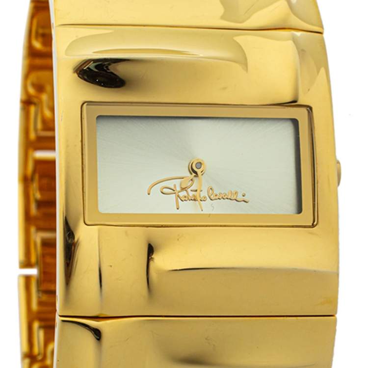 Pre Owned Roberto Cavalli Gold Plated Stainless Steel 7253270017 Women's Wristwatch 32 mm