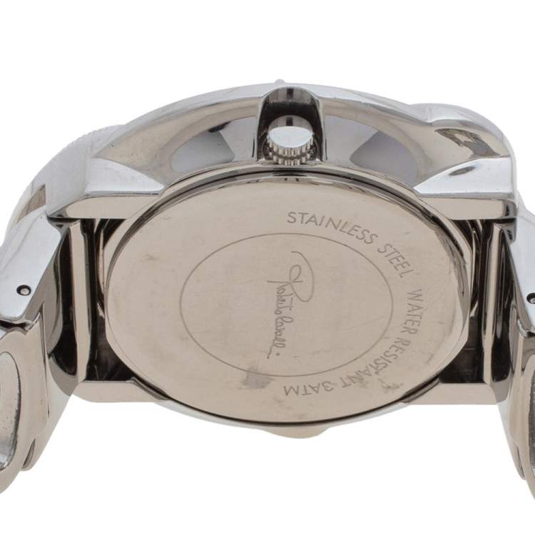 Pre Owned Roberto Cavalli Silver Stainless Steel Snake R7253165515 Women's Wristwatch 37 mm