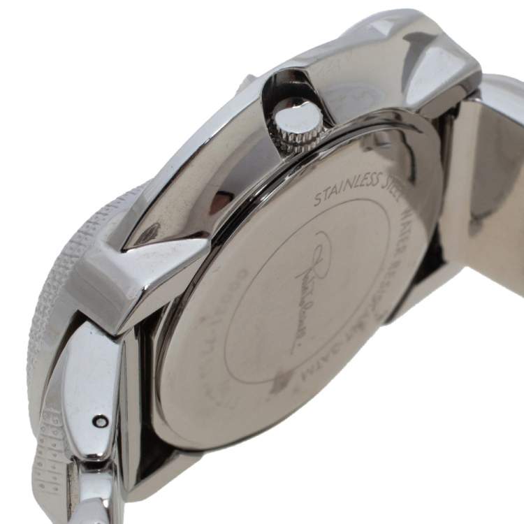Pre Owned Roberto Cavalli Silver Stainless Steel Snake R7253165515 Women's Wristwatch 37 mm