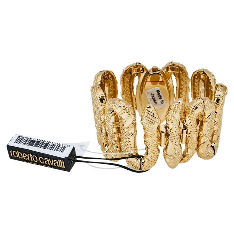Pre Owned Roberto Cavalli Champagne Gold Tone Stainless Steel R7253195517 Cleopatra Women's Wristwatch 40MM