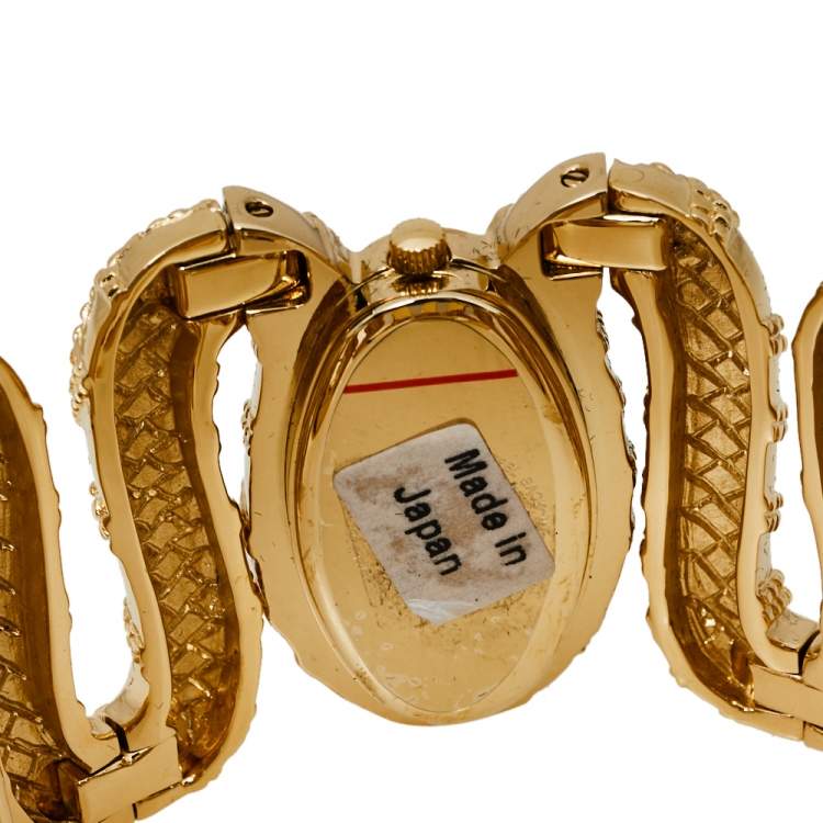 Pre Owned Roberto Cavalli Champagne Gold Tone Stainless Steel R7253195517 Cleopatra Women's Wristwatch 40MM