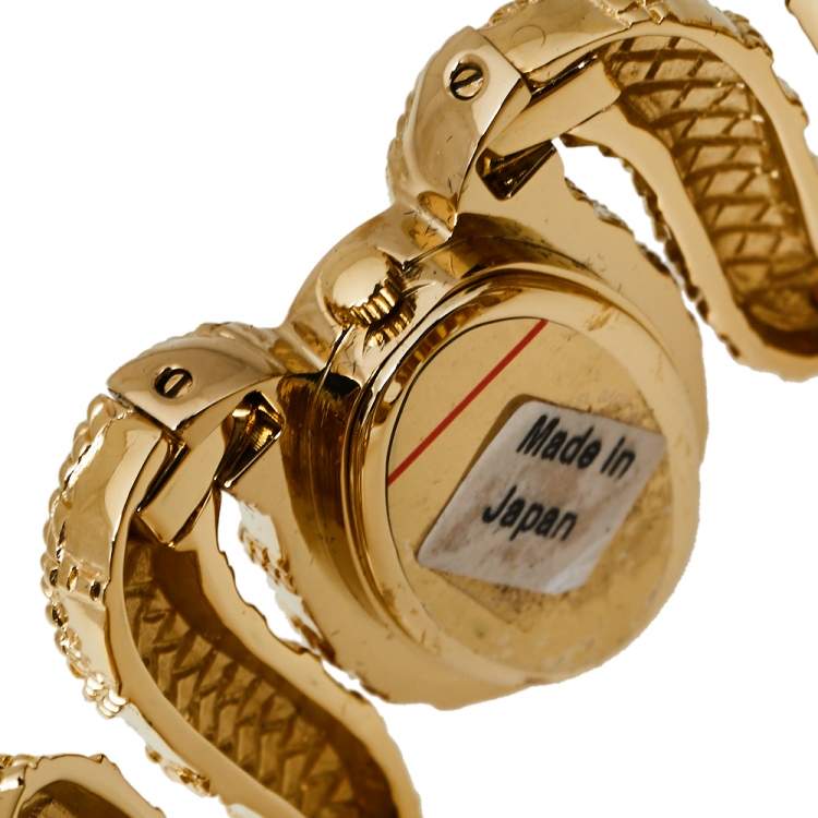 Pre Owned Roberto Cavalli Champagne Gold Tone Stainless Steel R7253195517 Cleopatra Women's Wristwatch 40MM