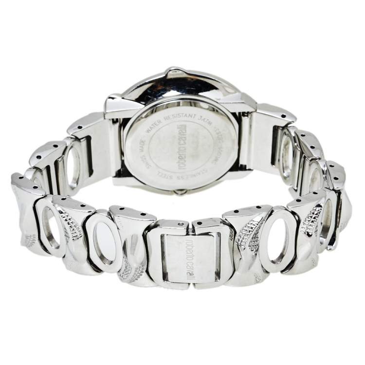 Pre Owned Roberto Cavalli Silver Stainless Steel Snake Women's Wristwatch 37 mm