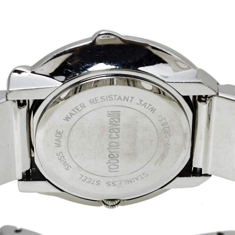 Pre Owned Roberto Cavalli Silver Stainless Steel Snake Women's Wristwatch 37 mm