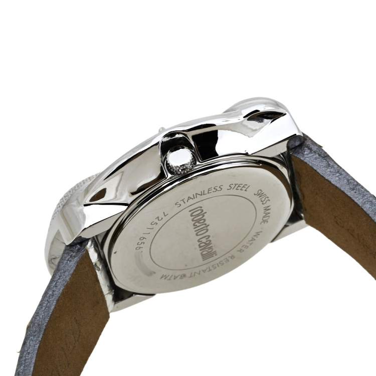 Pre Owned Roberto Cavalli Silver Stainless Steel Snake 7251165615 Women's Wristwatch 38 mm