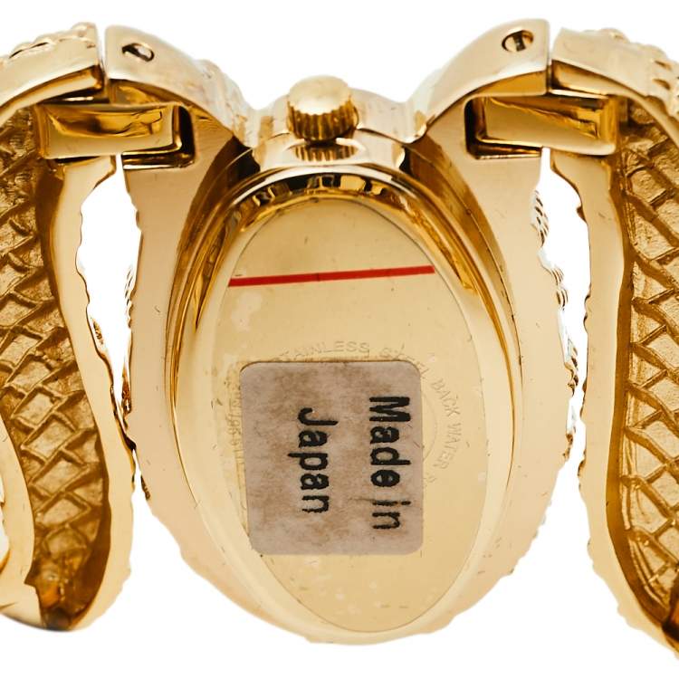 Pre Owned Roberto Cavalli Yellow Gold Plated Stainless Steel Cleopatra R7253195517 Women's Wristwatch 40 mm