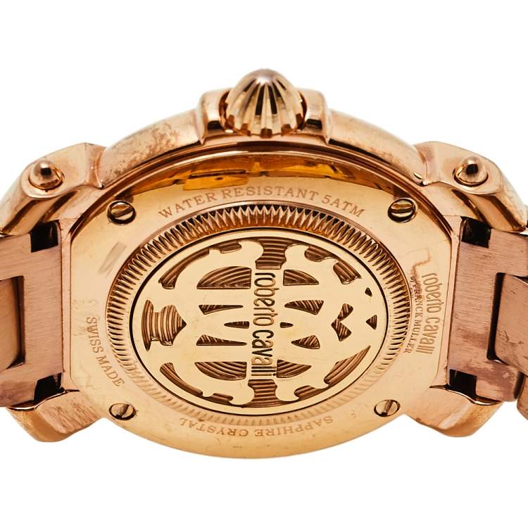 Pre Owned Roberto Cavalli By Franck Muller Rose Gold Tone Stainless Steel 1L005 Women's Wristwatch 35 mm